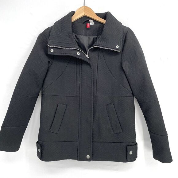 Divided By H&M Jacket Women's Size 4 Black Quilted Moto Structured Fully Lined‎ - Picture 1 of 6